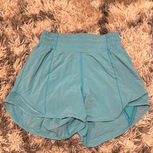 Lululemon shorts!!! Electric turquoise, NO LONGER SOLD!!! 4 inch high rise.